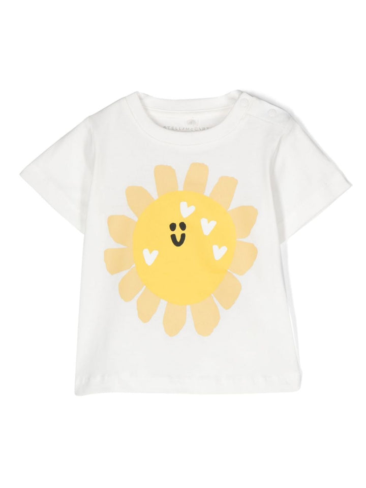 White t-shirt for baby girls with print