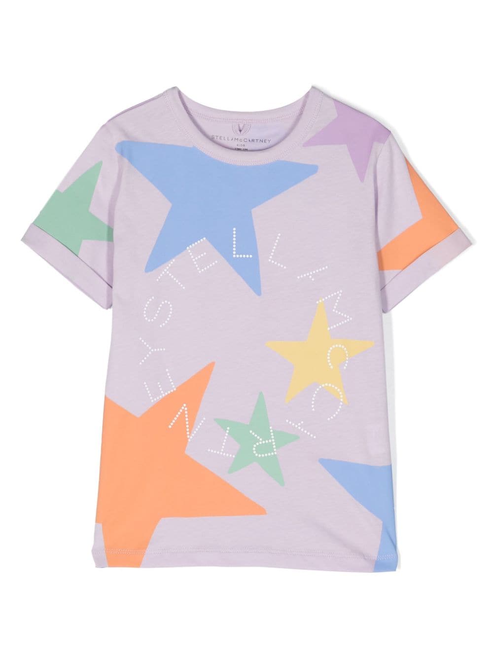 T-shirt lila per bambina con stelle all-over