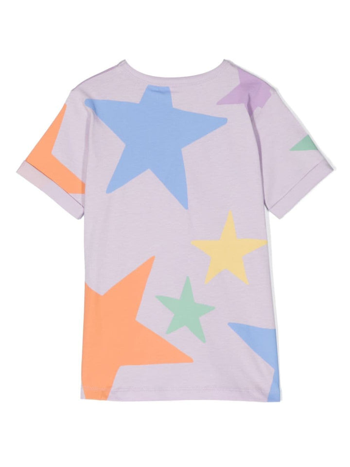 T-shirt lila per bambina con stelle all-over