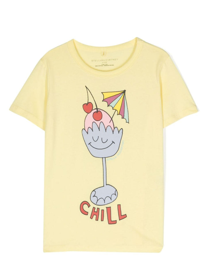 Yellow t-shirt for girls with print