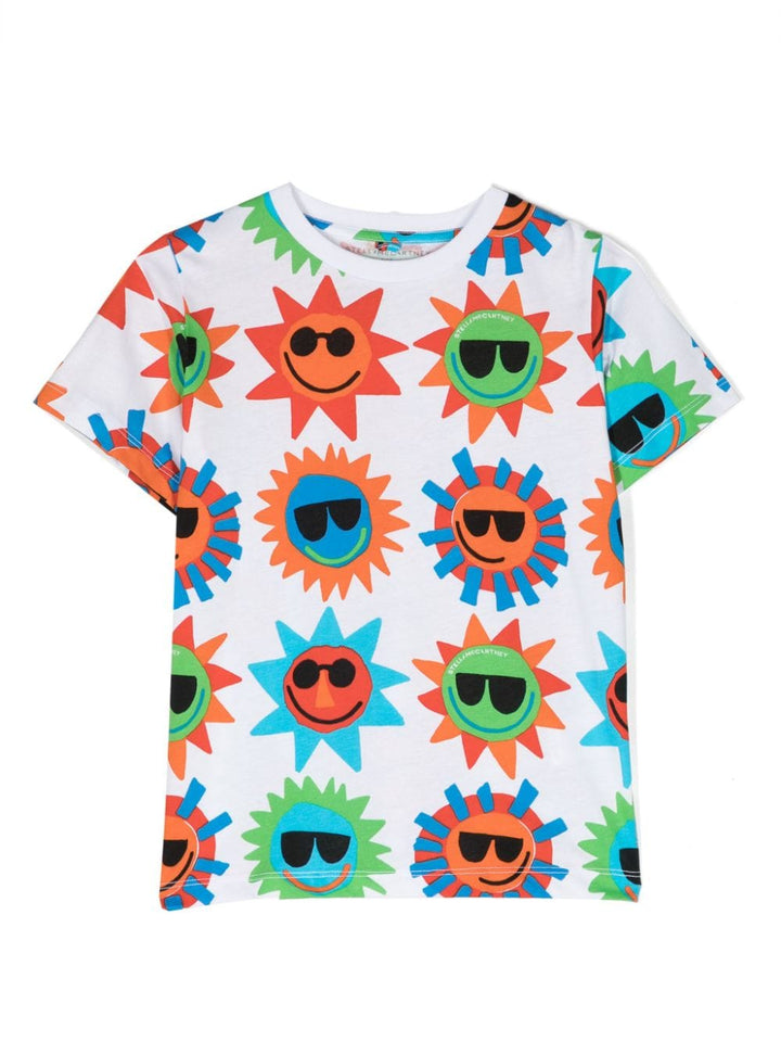 White t-shirt for boys with Sunshine print