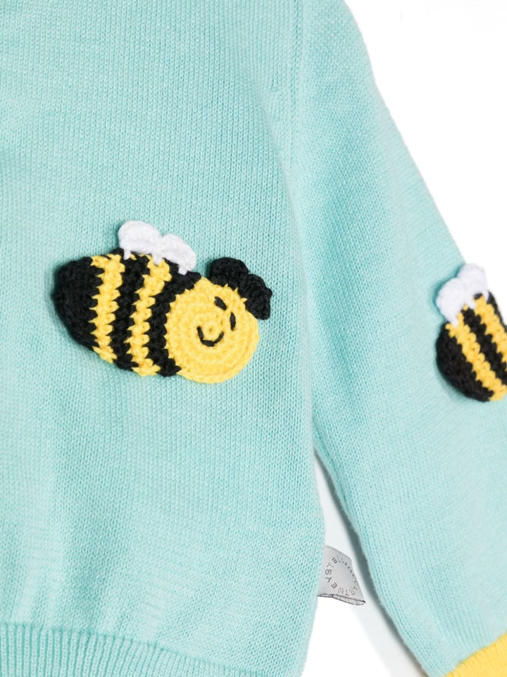 Cardigan azzurro per neonata con api