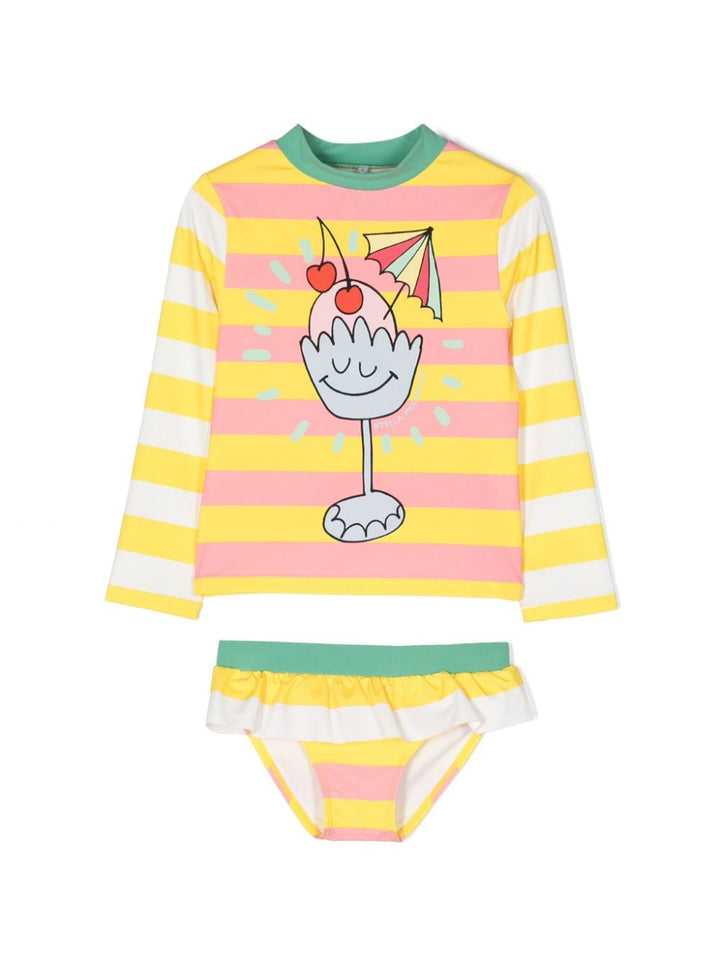 Yellow swimsuit for girls with print