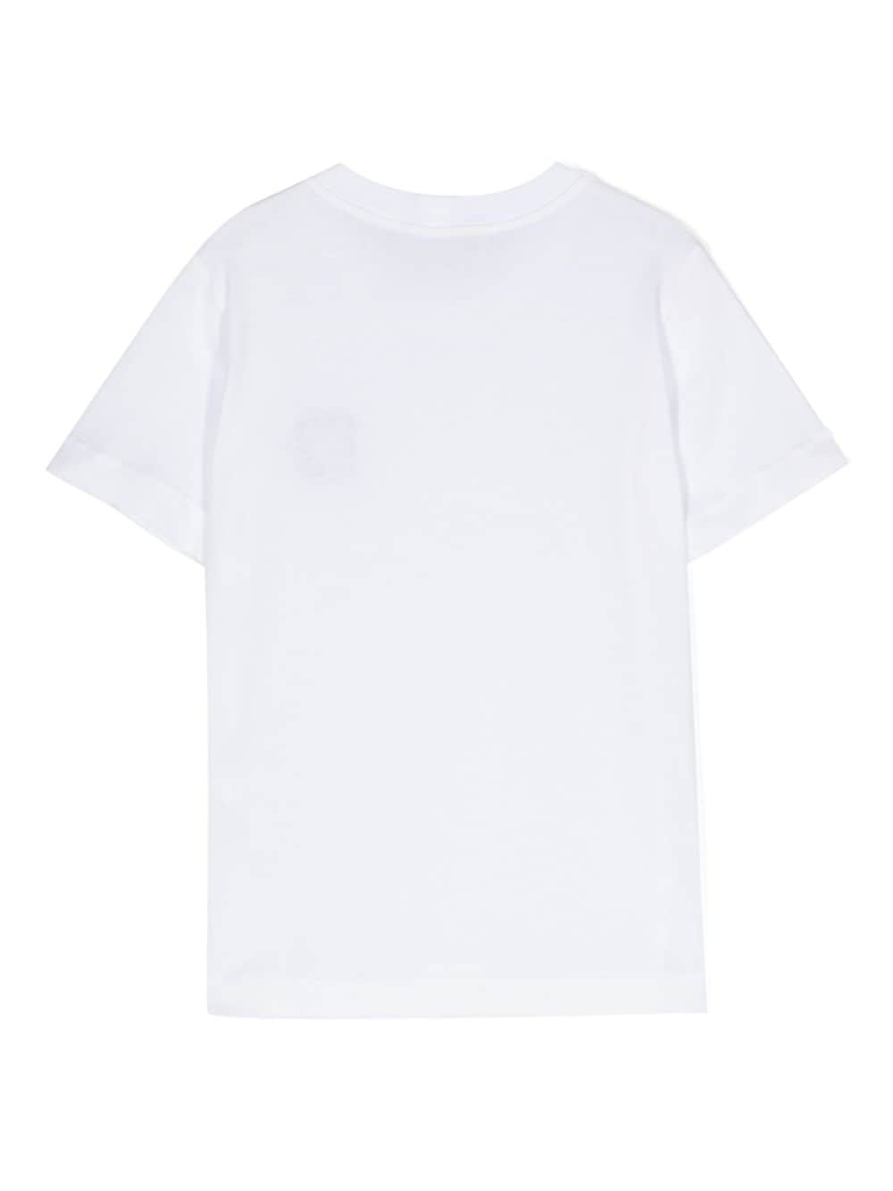 T-shirt bianca per bambino con logo 801620147 V0001 Stone Island Kids 