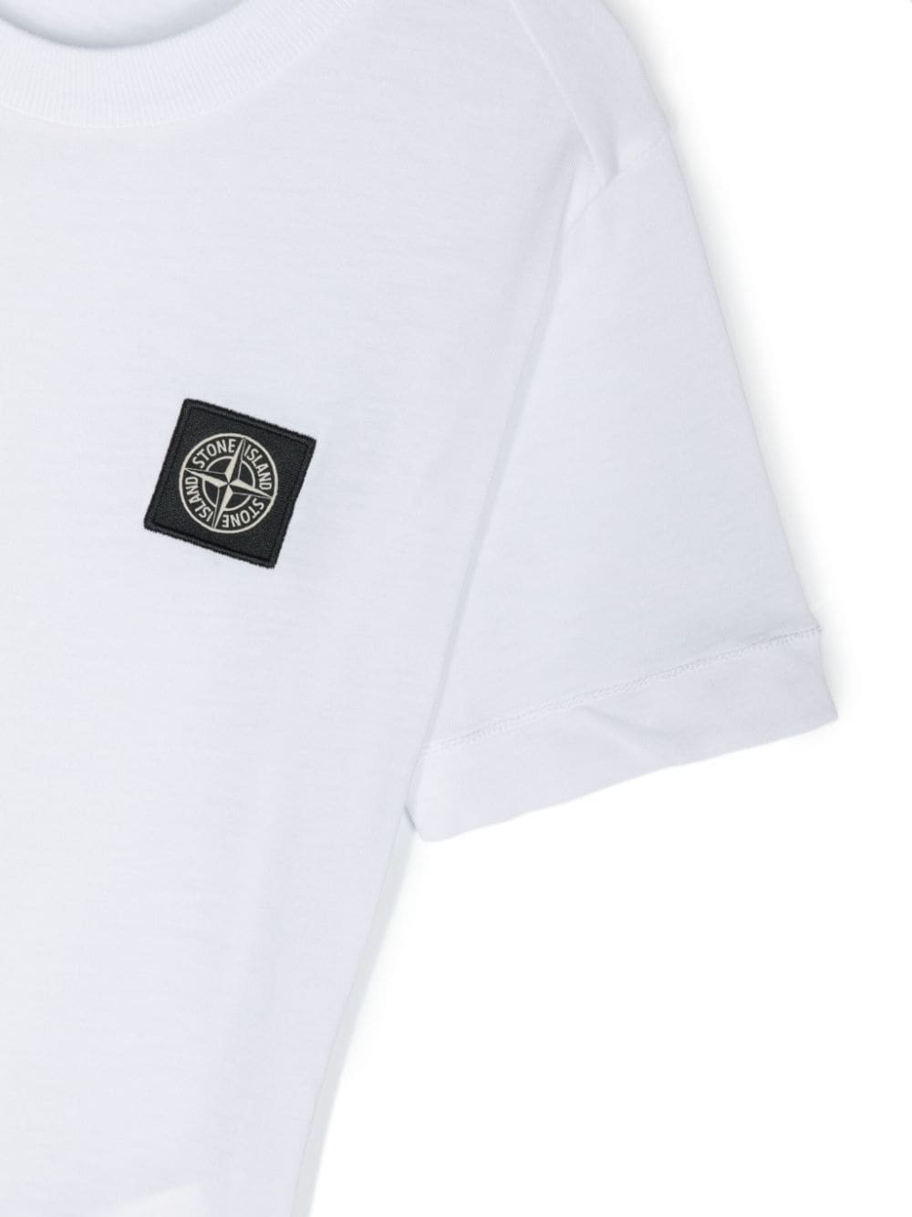 T-shirt bianca per bambino con logo 801620147 V0001 Stone Island Kids 