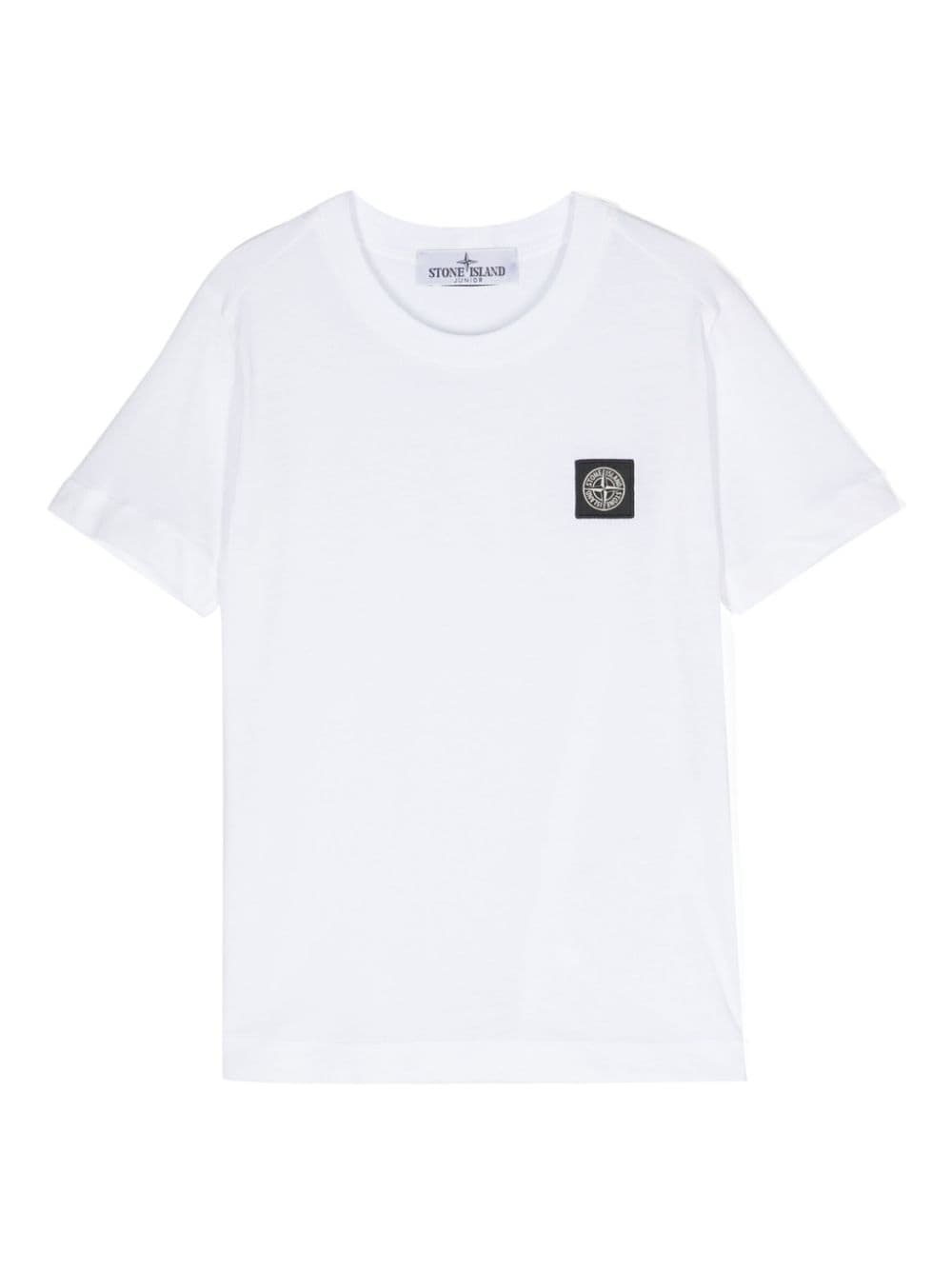 T-shirt bianca per bambino con logo 801620147 V0001 Stone Island Kids 