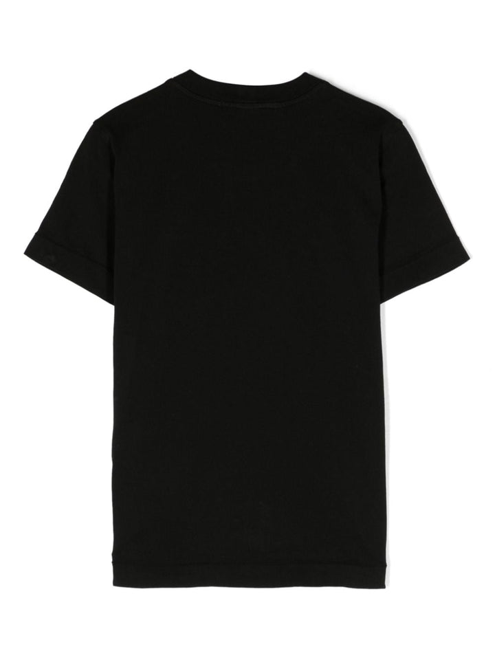 T-shirt nera per bambino con logo 801620147 V0029 Stone Island Kids 
