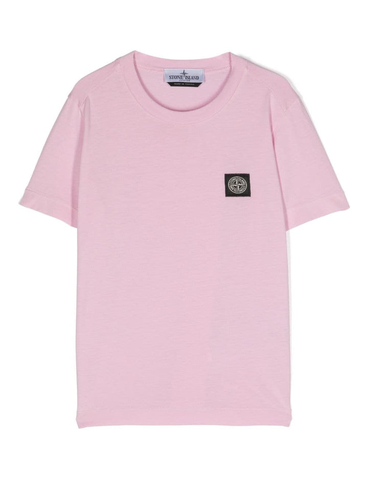 T-shirt rosa per bambina con logo 801620147 V0080 Stone Island Kids 