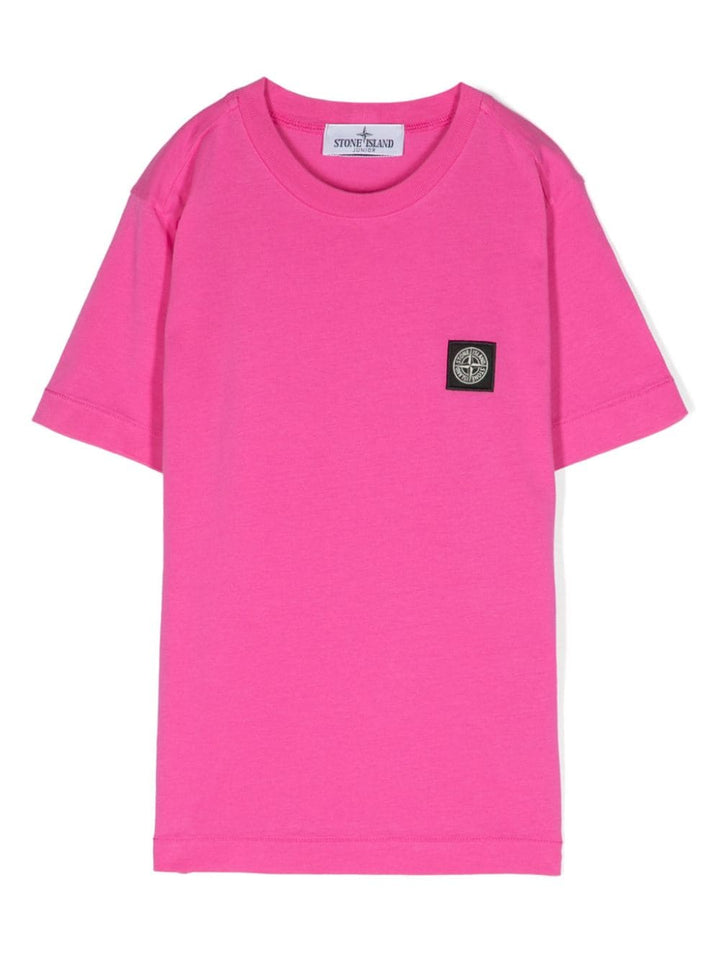 T-shirt ciclamnio per bambina con logo 801620147 V0087 Stone Island Kids 