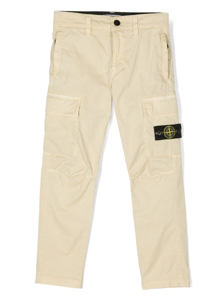 Pantalone beige per bambino con logo 801630410 V0191 Stone Island Kids 