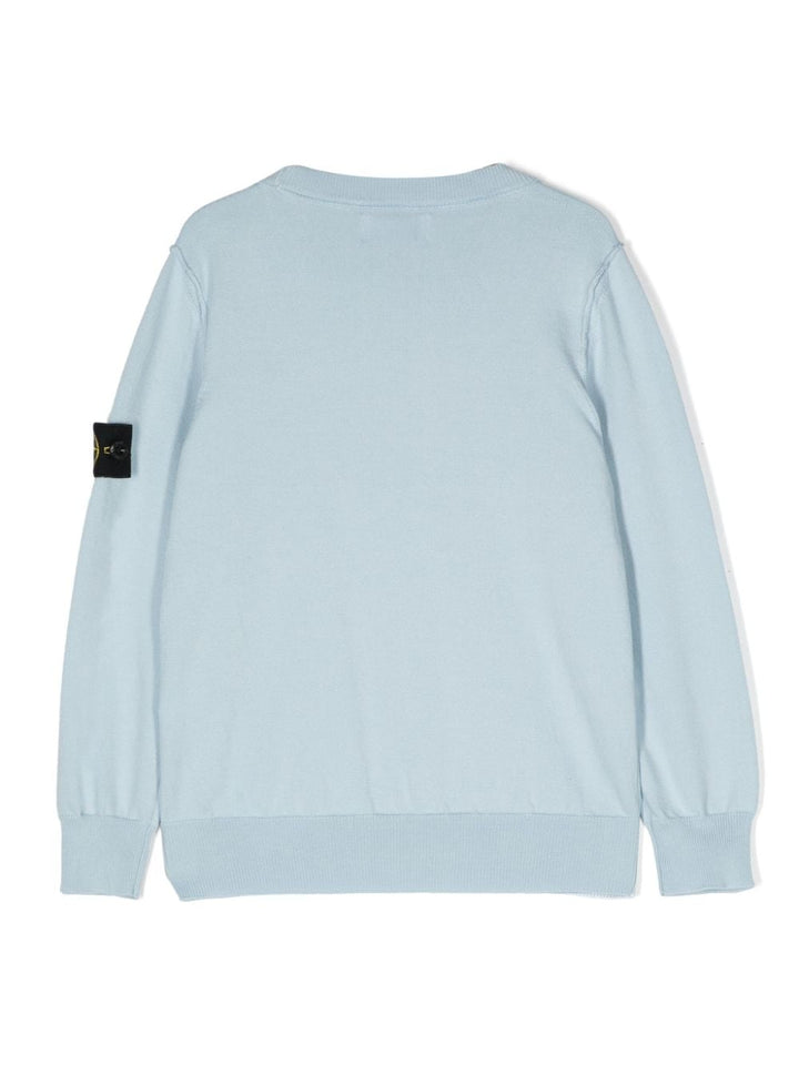 Maglione celeste per bambino con logo 8016501B2 V0040 Stone Island Kids 
