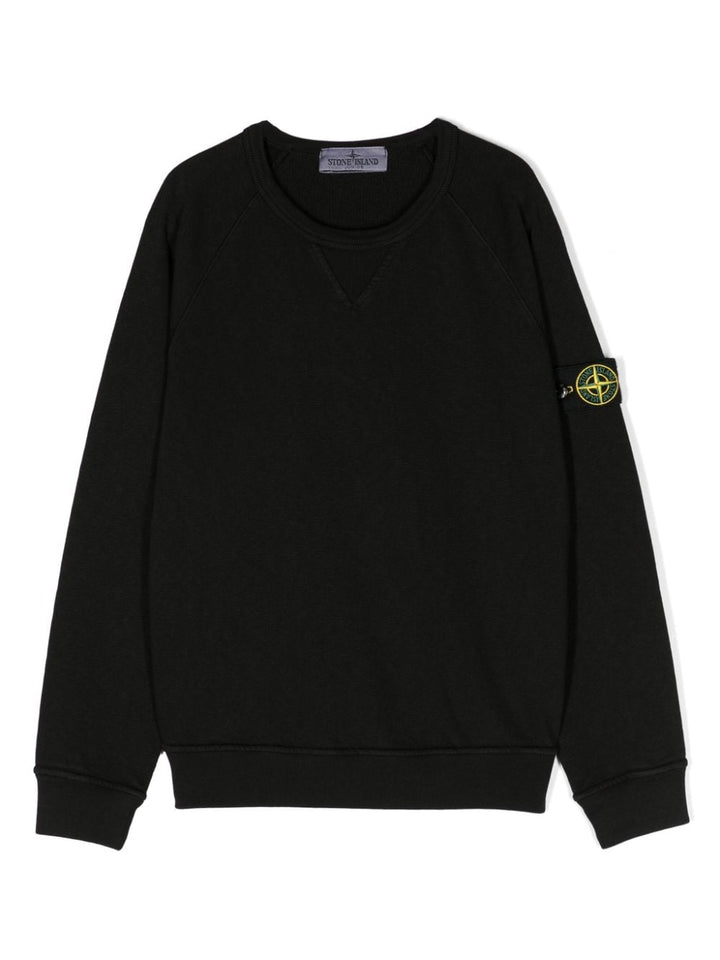 Felpa nera per bambino con logo 801660160 V0129 Stone Island Kids 