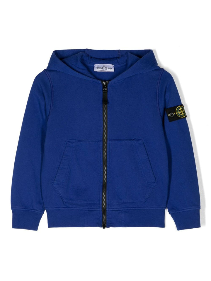 Felpa blu elettrico per bambino con logo 801660740 V0022 Stone Island Kids 