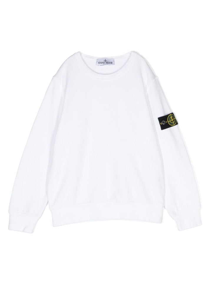 Felpa bianca per bambino con logo 801661340 V0001 Stone Island Kids 