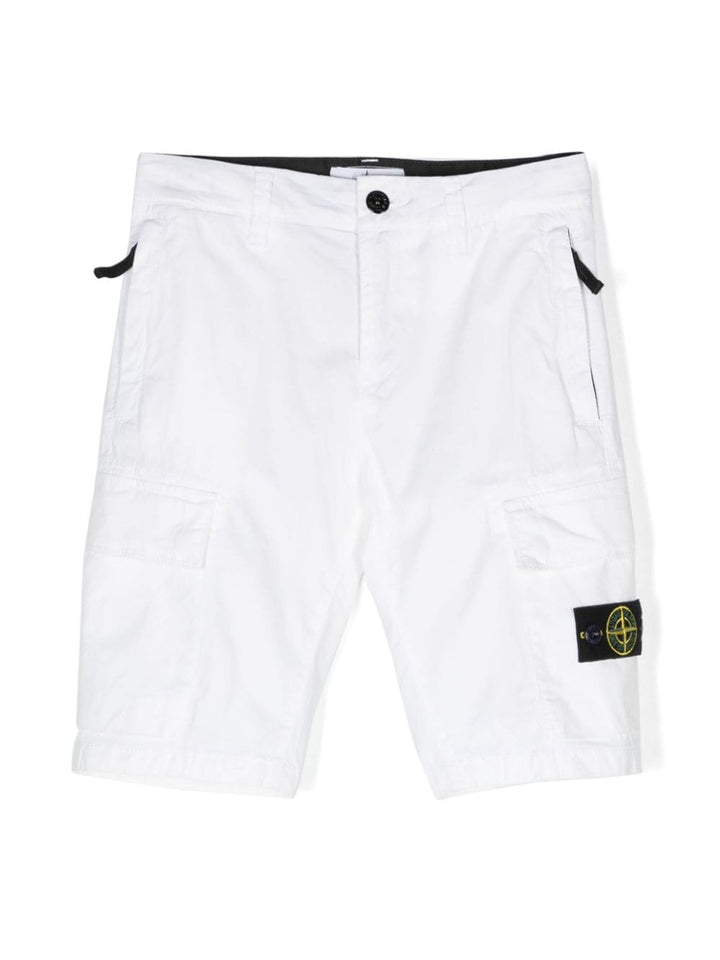 Bermuda bianca per bambino con logo 8016L0210 V0001 Stone Island Kids 