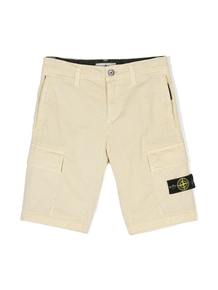 Bermuda beige per bambino con logo 8016L0210 V0191 Stone Island Kids 
