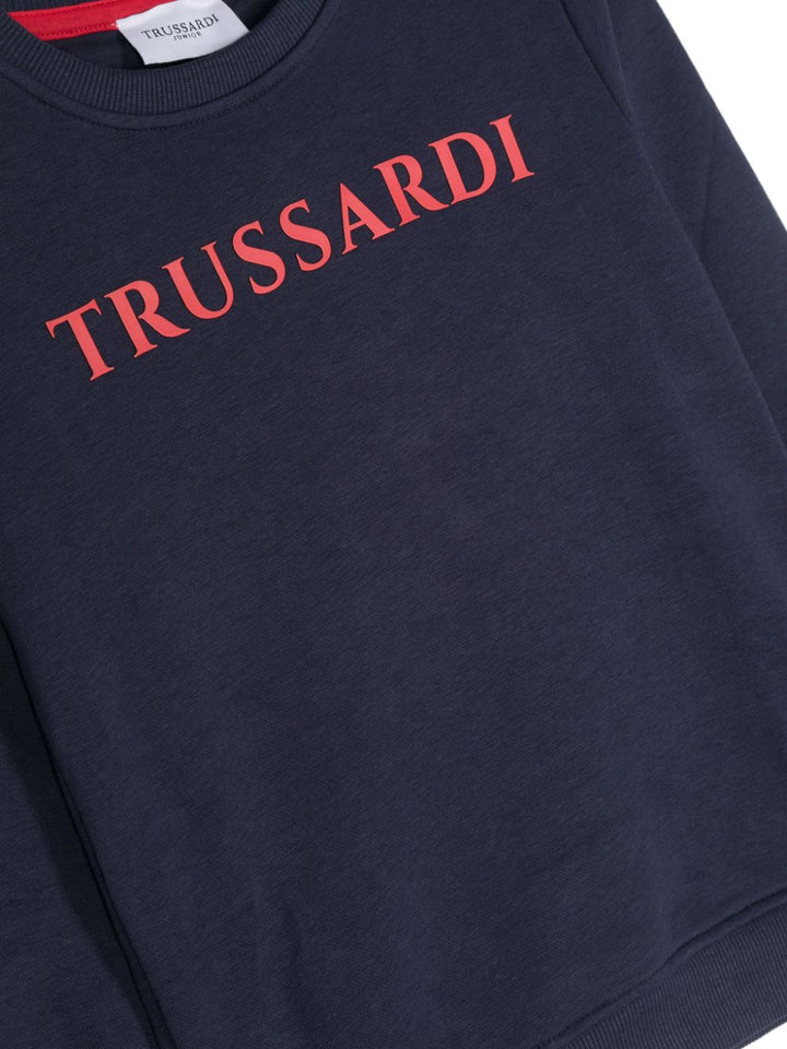 Felpa blu per bambino con logo rosso TIP24008FEK BL/RE Trussardi Kids 