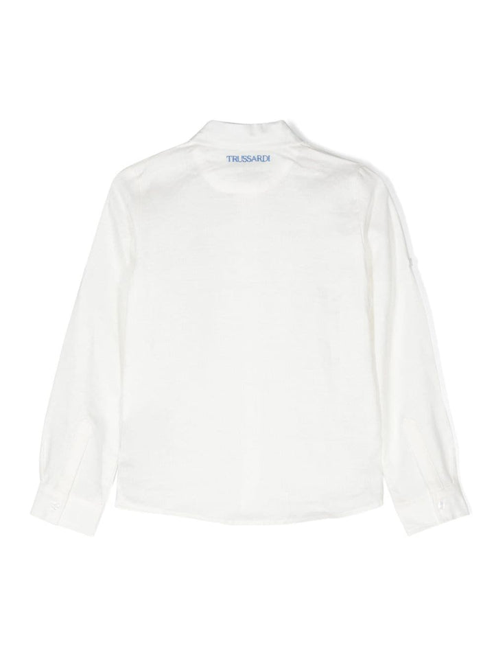 Camicia bianca per bambino in lino con logo TIP24025CA WHSU Trussardi Kids 
