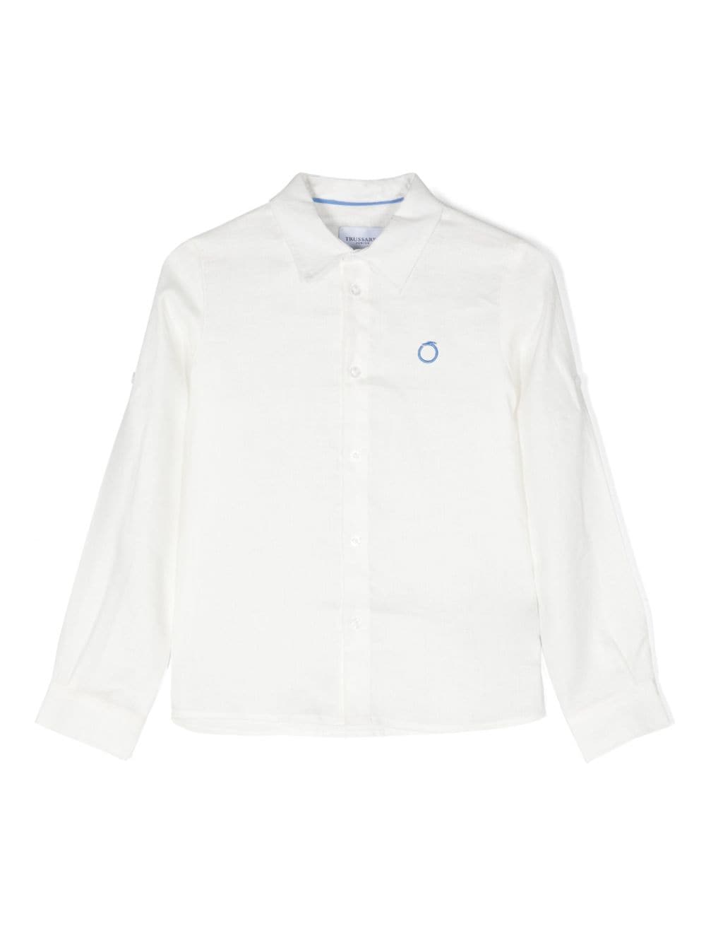 Camicia bianca per bambino in lino con logo TIP24025CA WHSU Trussardi Kids 
