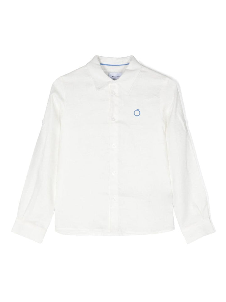 Camicia bianca per bambino in lino con logo TIP24025CA WHSU Trussardi Kids 