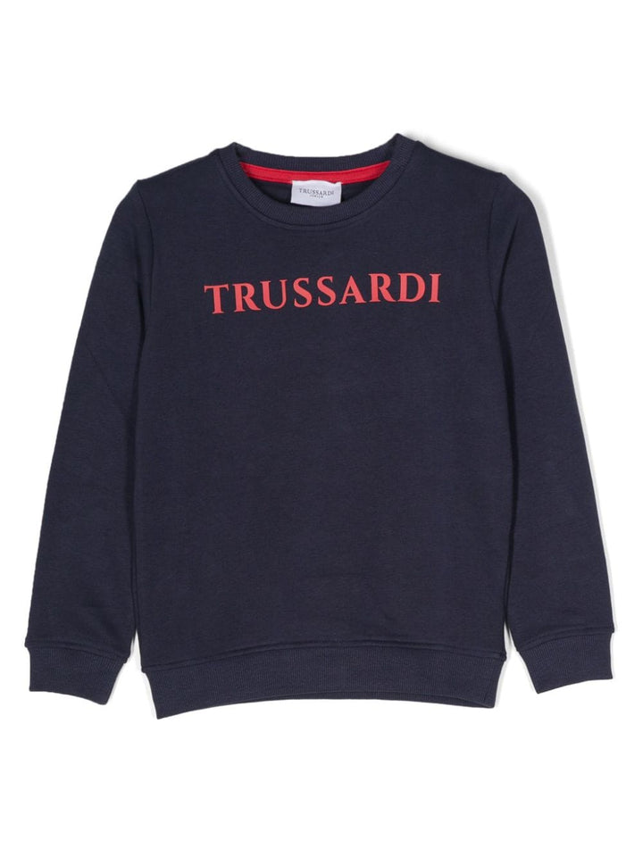 Blue sweatshirt for boys with red logo
