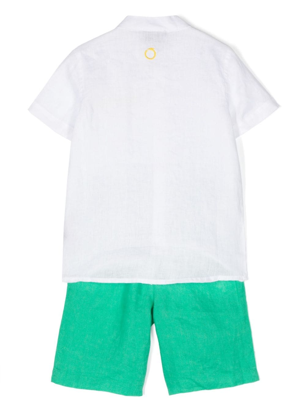 Elegant white and green suit for boys with logo