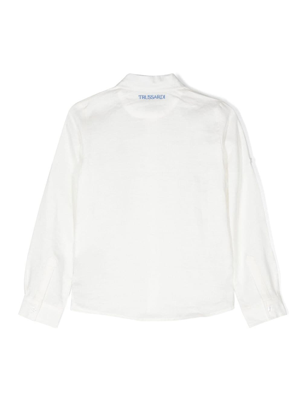 Camicia bianca per bambino in lino con logo