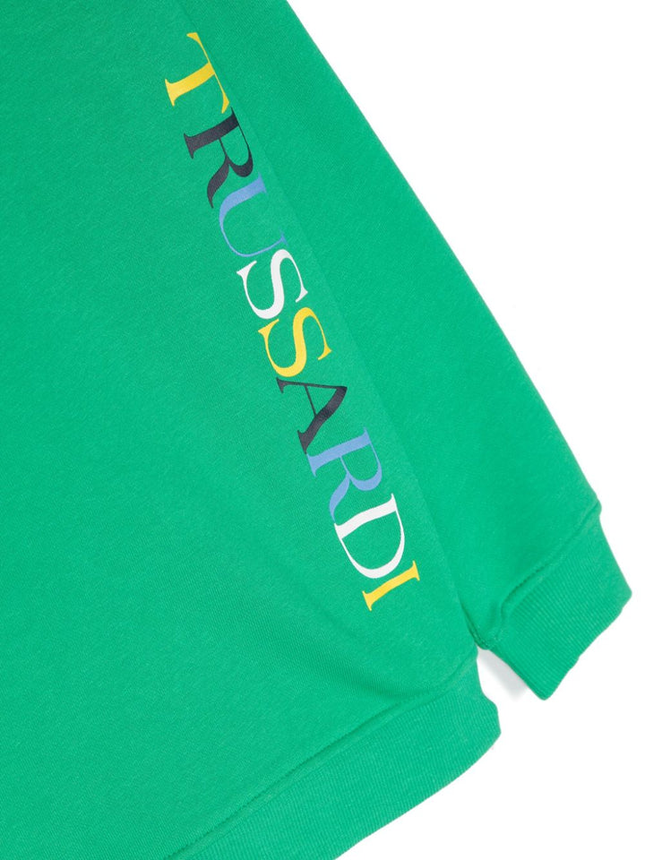 Green sweatshirt for girls with logo