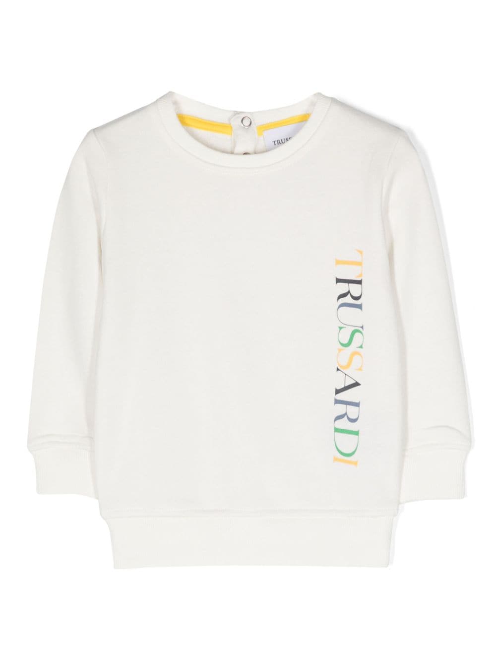 White sweatshirt for newborns with logo