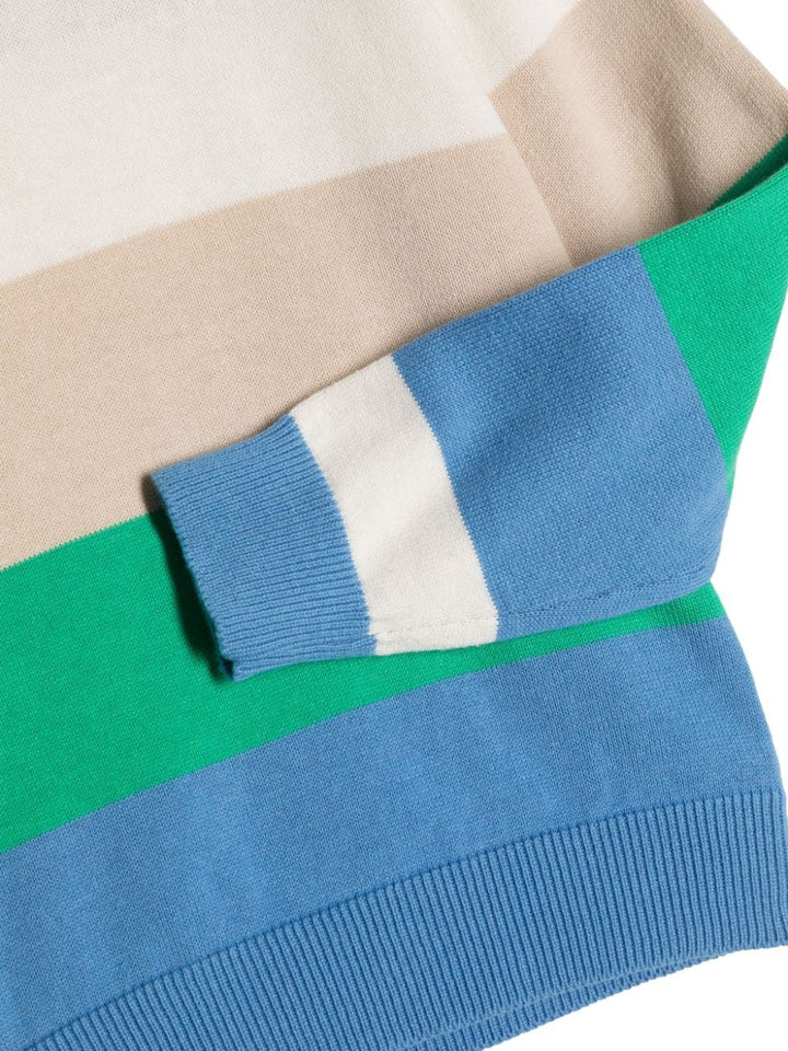 Green, blue and white sweater for boys with logo