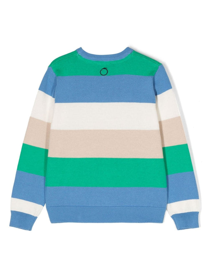 Green, blue and white sweater for boys with logo