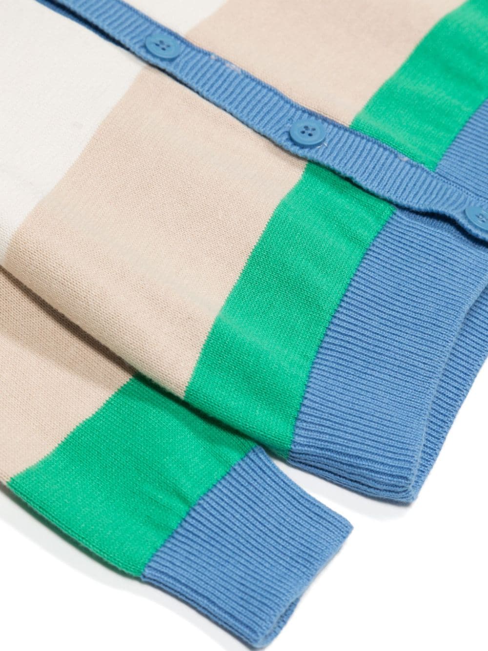 Cardigan blu, verde e bianco per neonato con logo
