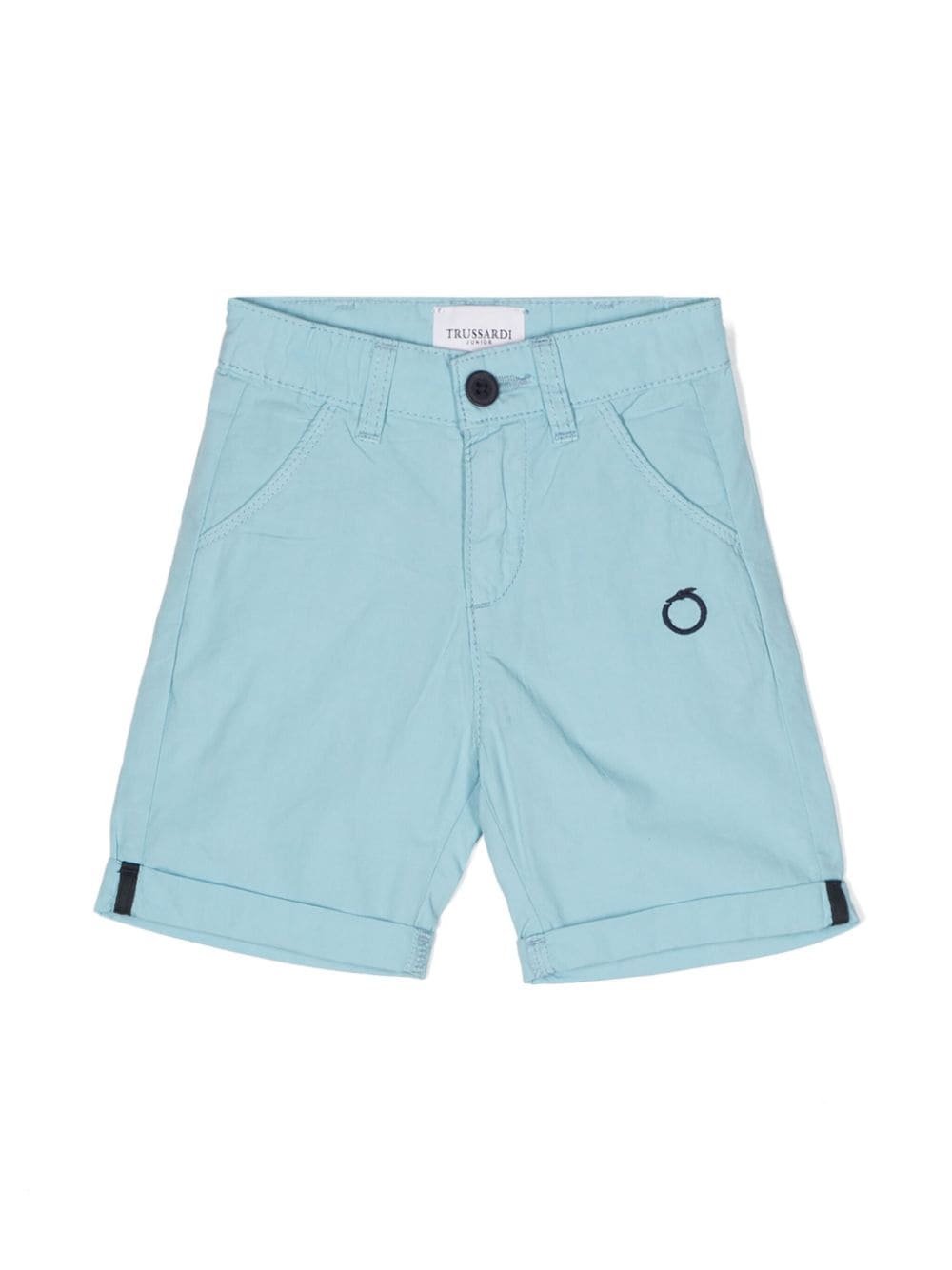 Light blue Bermuda shorts for newborns with logo
