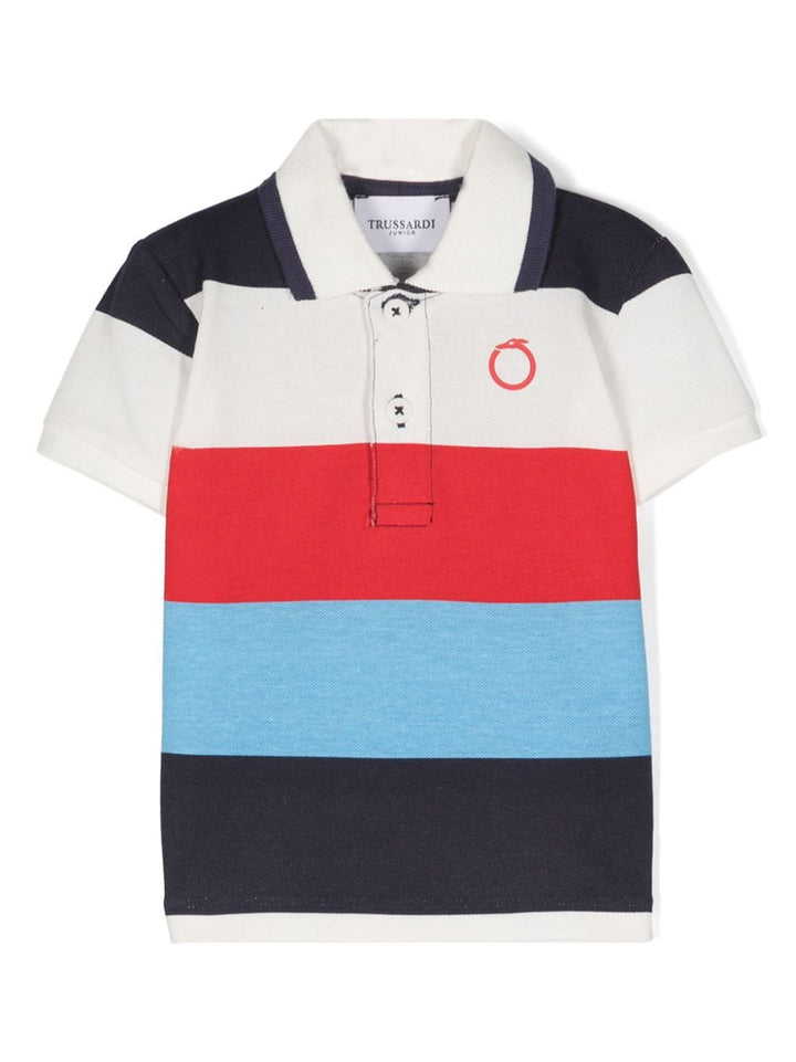 Blue, red and white polo shirt for newborns with logo