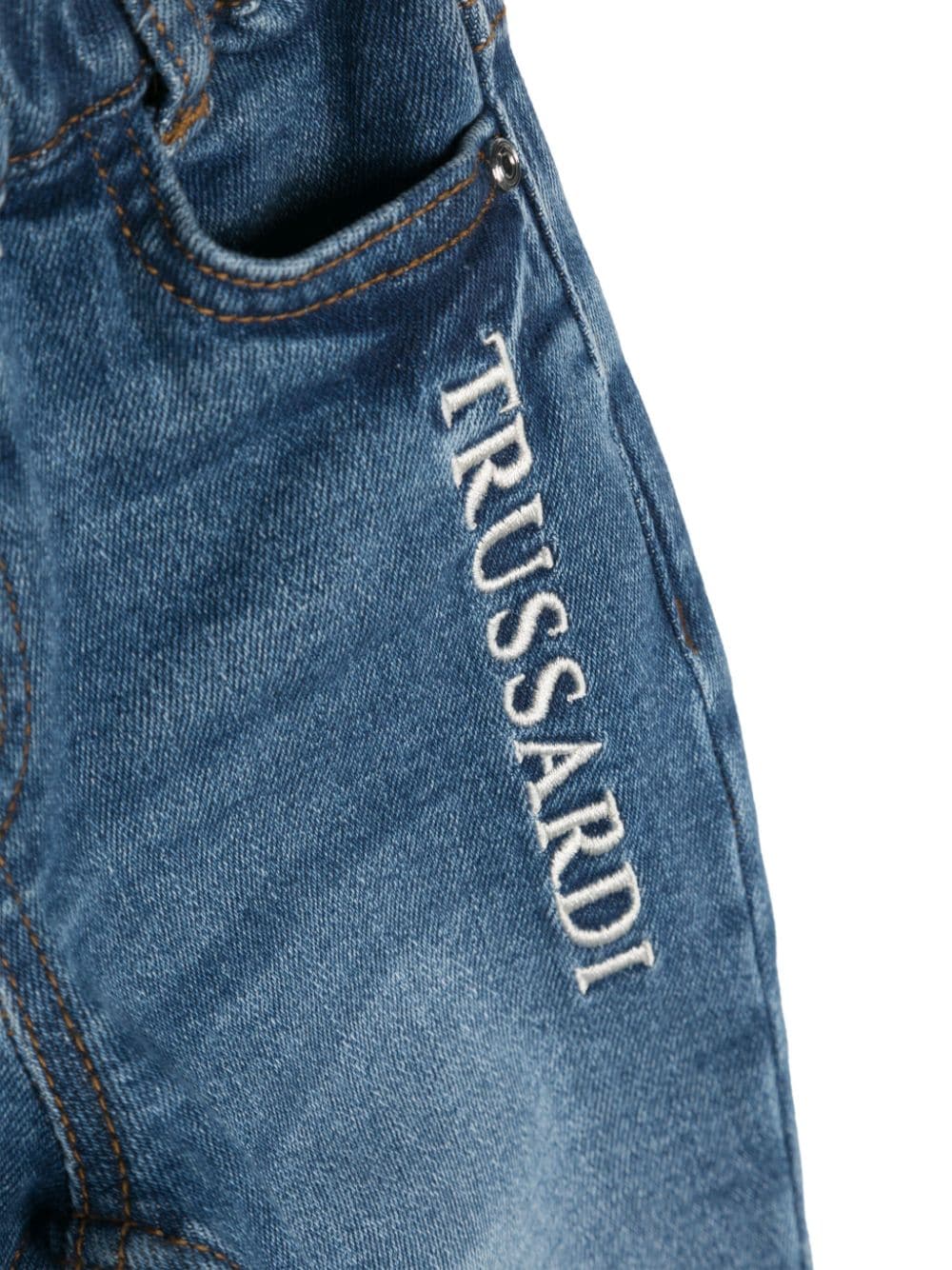 Jeans blu per neonato con logo