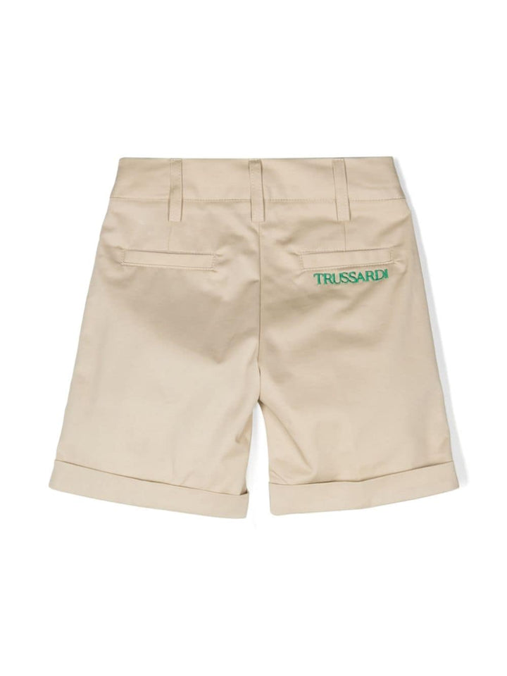 Beige Bermuda shorts for newborns with logo