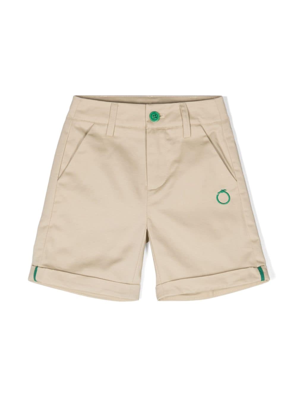 Beige Bermuda shorts for newborns with logo