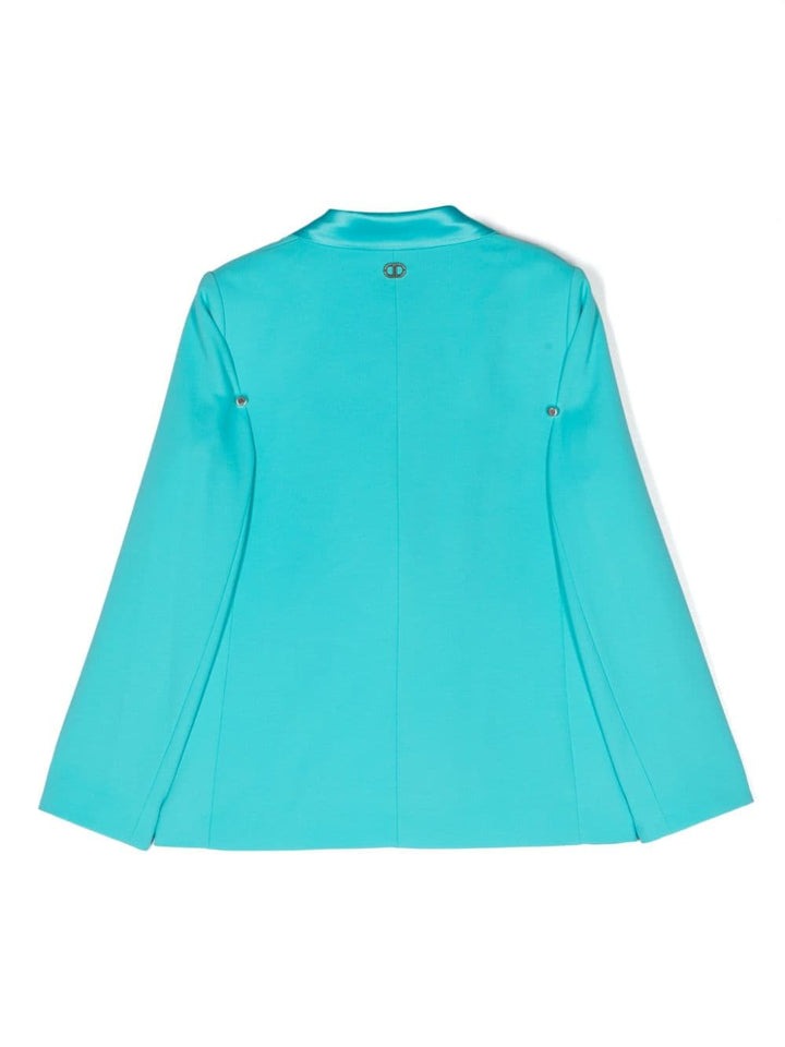 Turquoise gabardine blazer for girls
