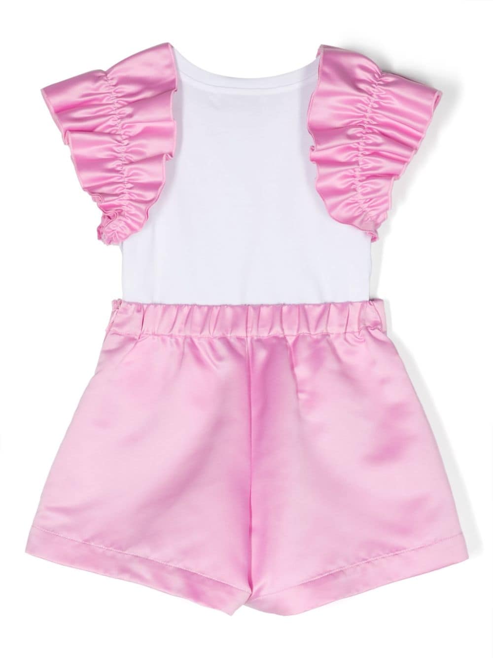 Completo elegante bianco e rosa per bambina