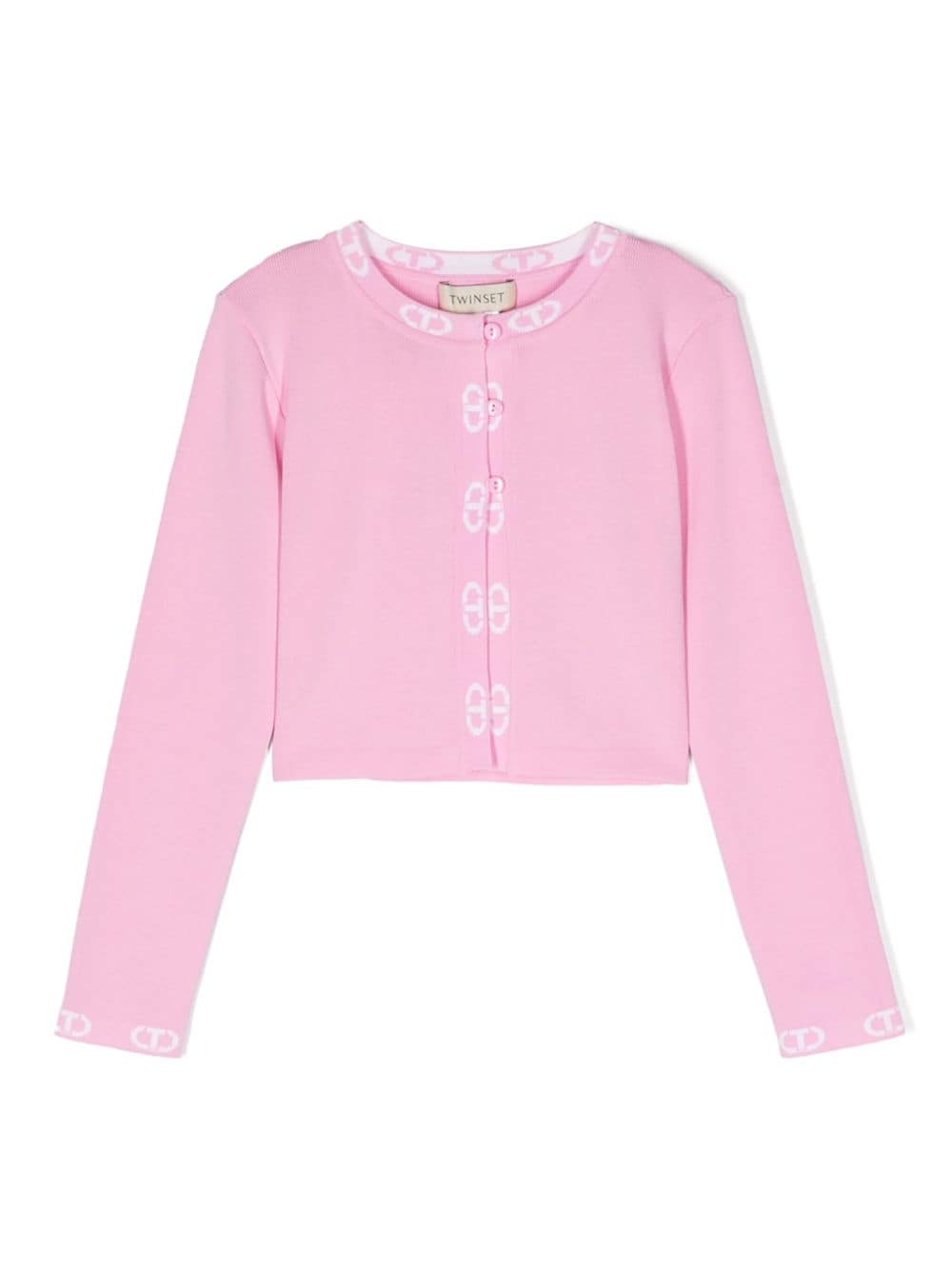 Pink cardigan for girls with logo