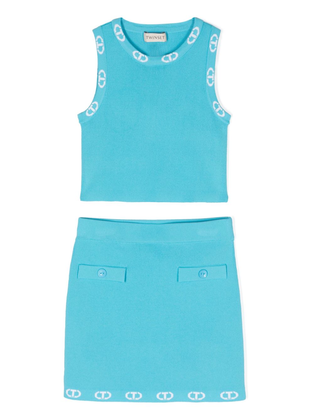 Elegant aqua blue outfit for girls with logo