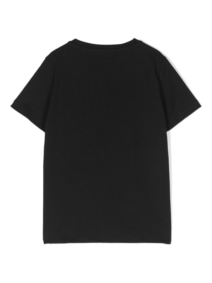 T-shirt nera per bambini con logo oro 10002391A10164 2B130 Versace Kids 