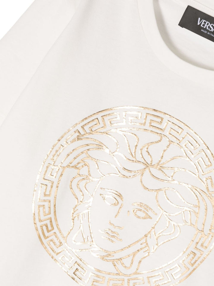 T-shirt bianca per bambini con logo 10002391A10164 2W110 Versace Kids 