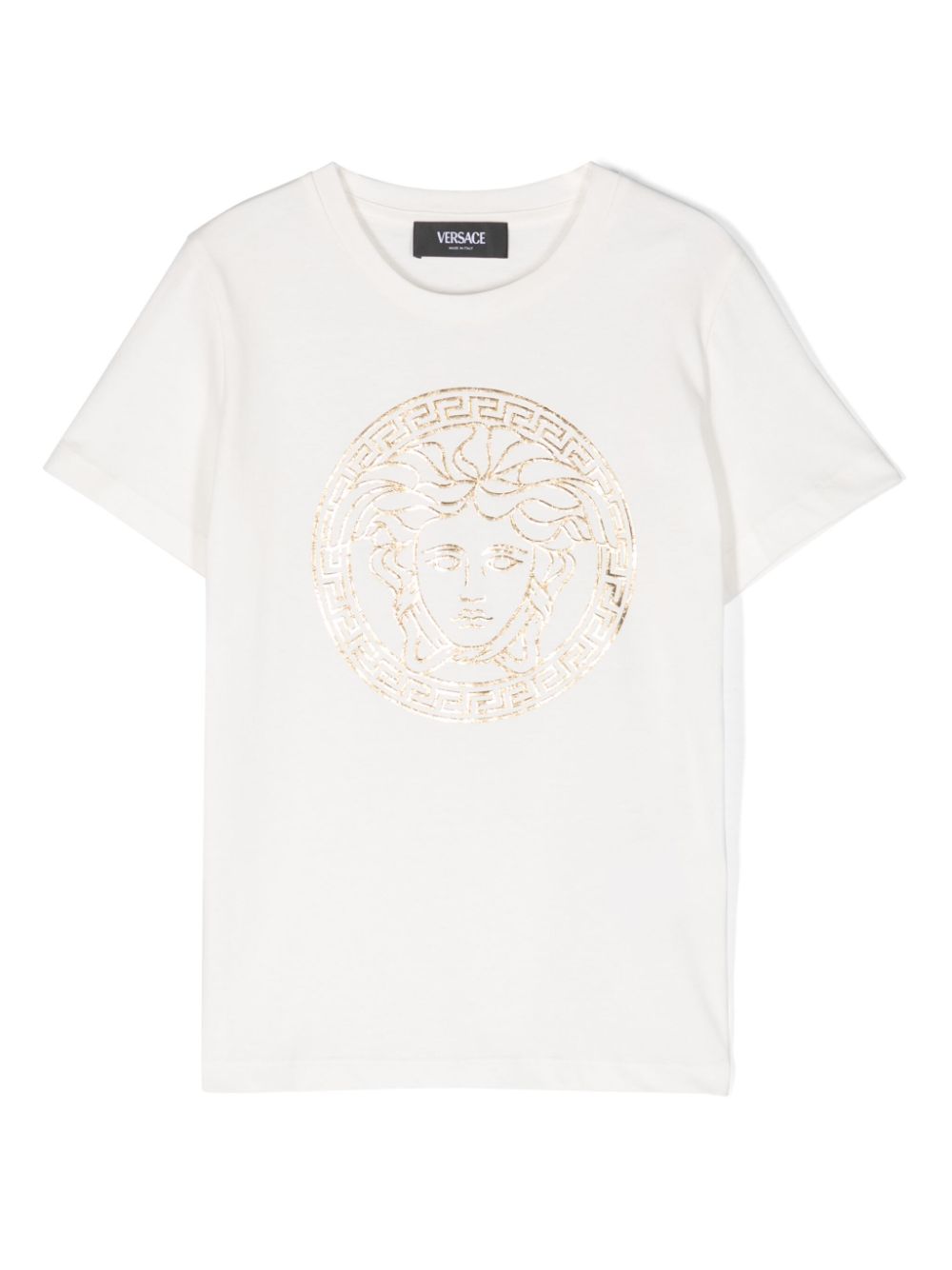 T-shirt bianca per bambini con logo 10002391A10164 2W110 Versace Kids 