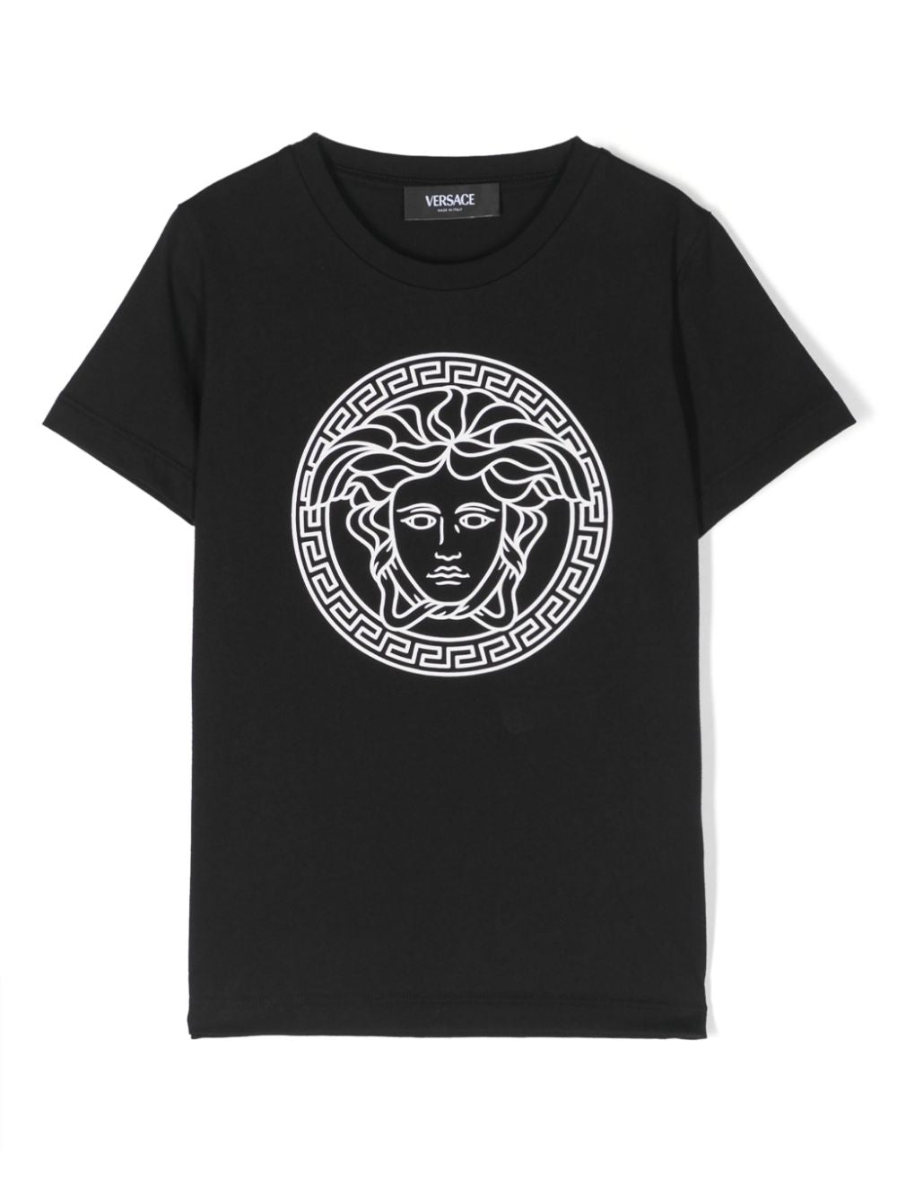 T-shirt nera per bambino con logo 10002391A10165 2B020 Versace Kids 