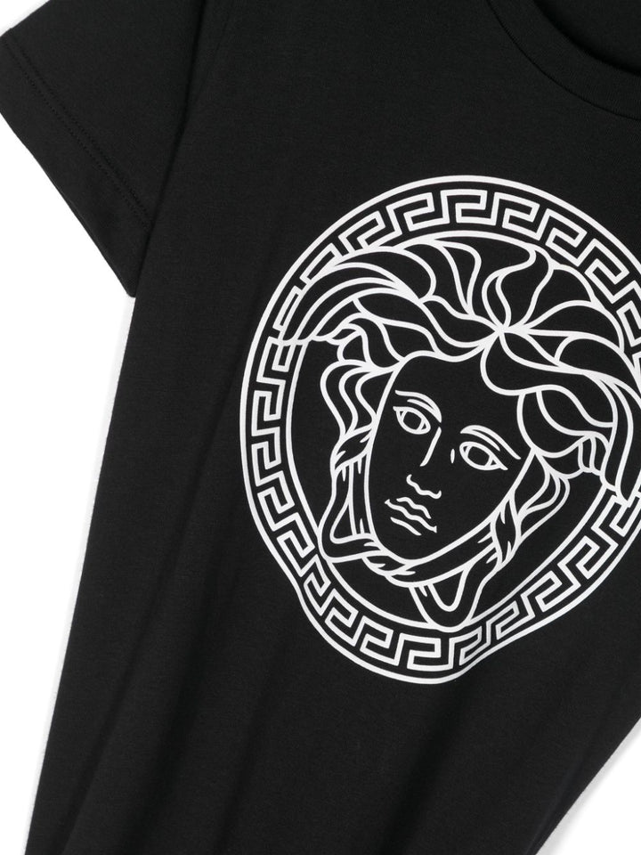 T-shirt nera per bambino con logo 10002391A10165 2B020 Versace Kids 