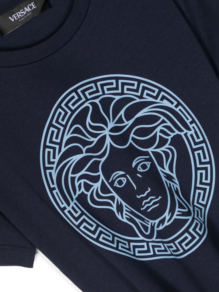 T-shirt blu per bambino con stampa 10002391A10165 2UQ70 Versace Kids 