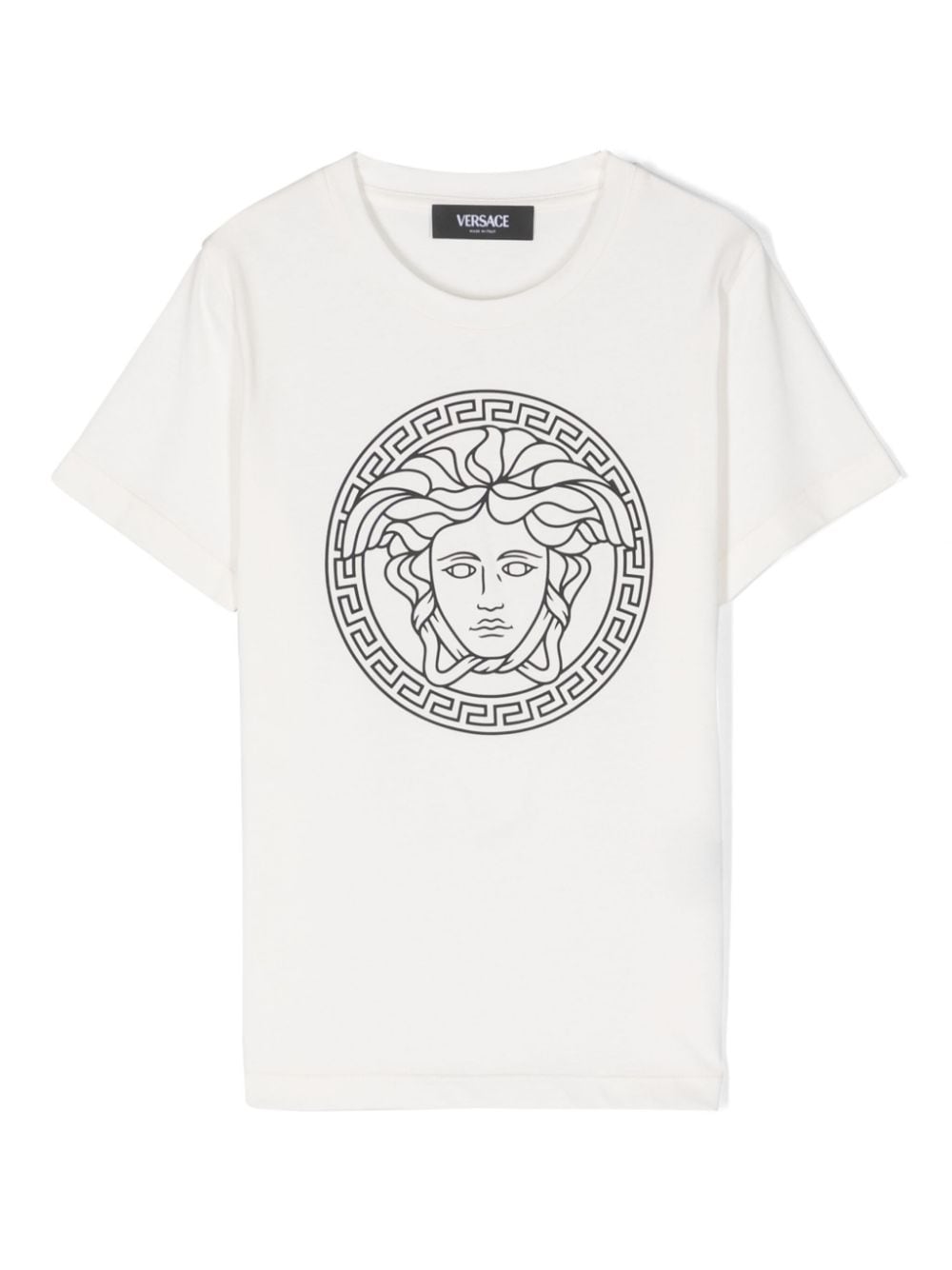 T-shirt nera per bambino con logo 10002391A10165 2W020 Versace Kids 
