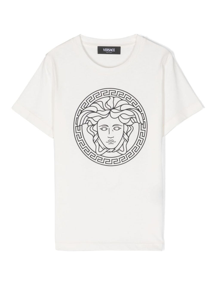 T-shirt nera per bambino con logo 10002391A10165 2W020 Versace Kids 