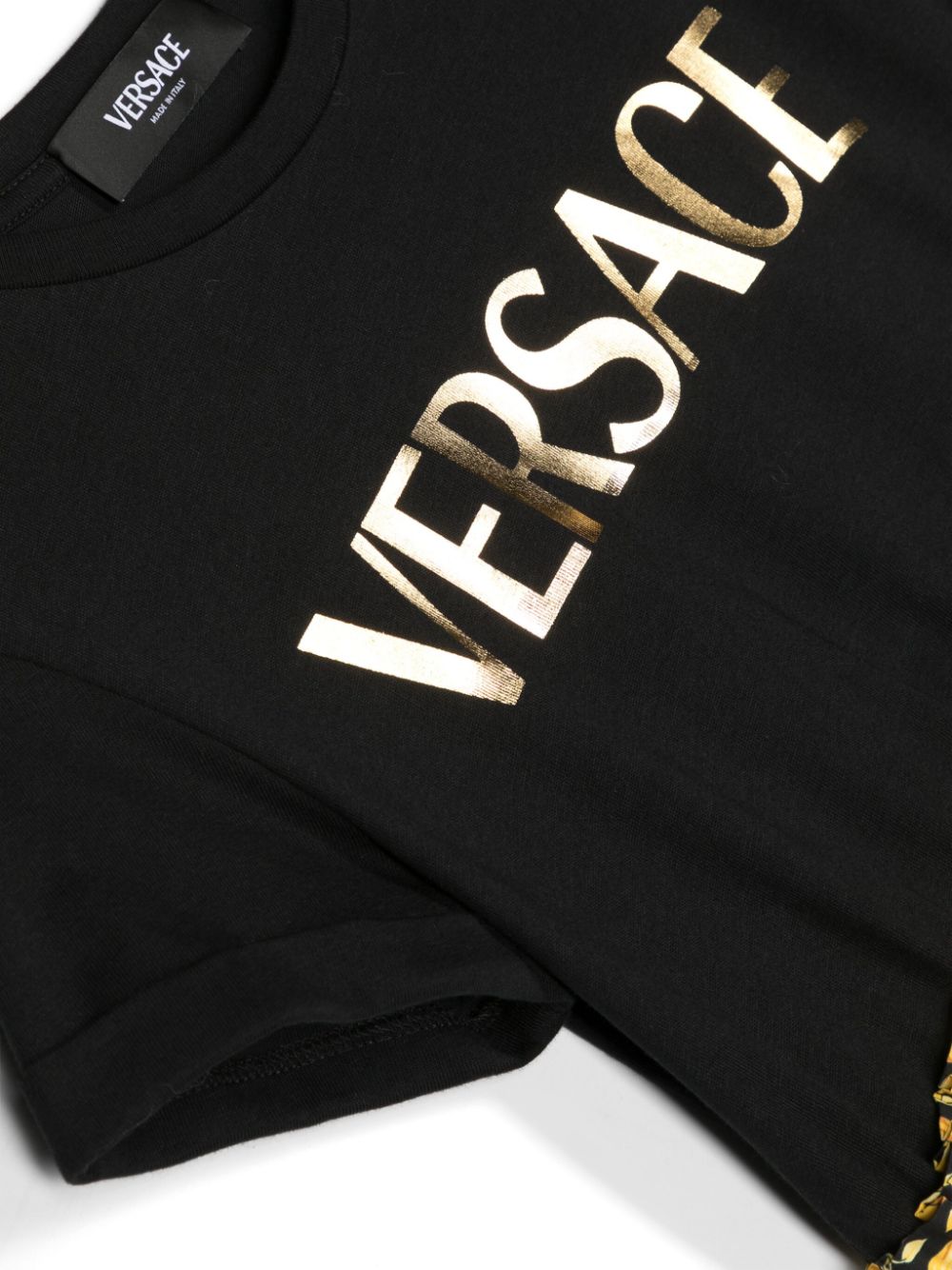 Abito nero per bambina con logo 10003271A10104 2B130 Versace Kids 